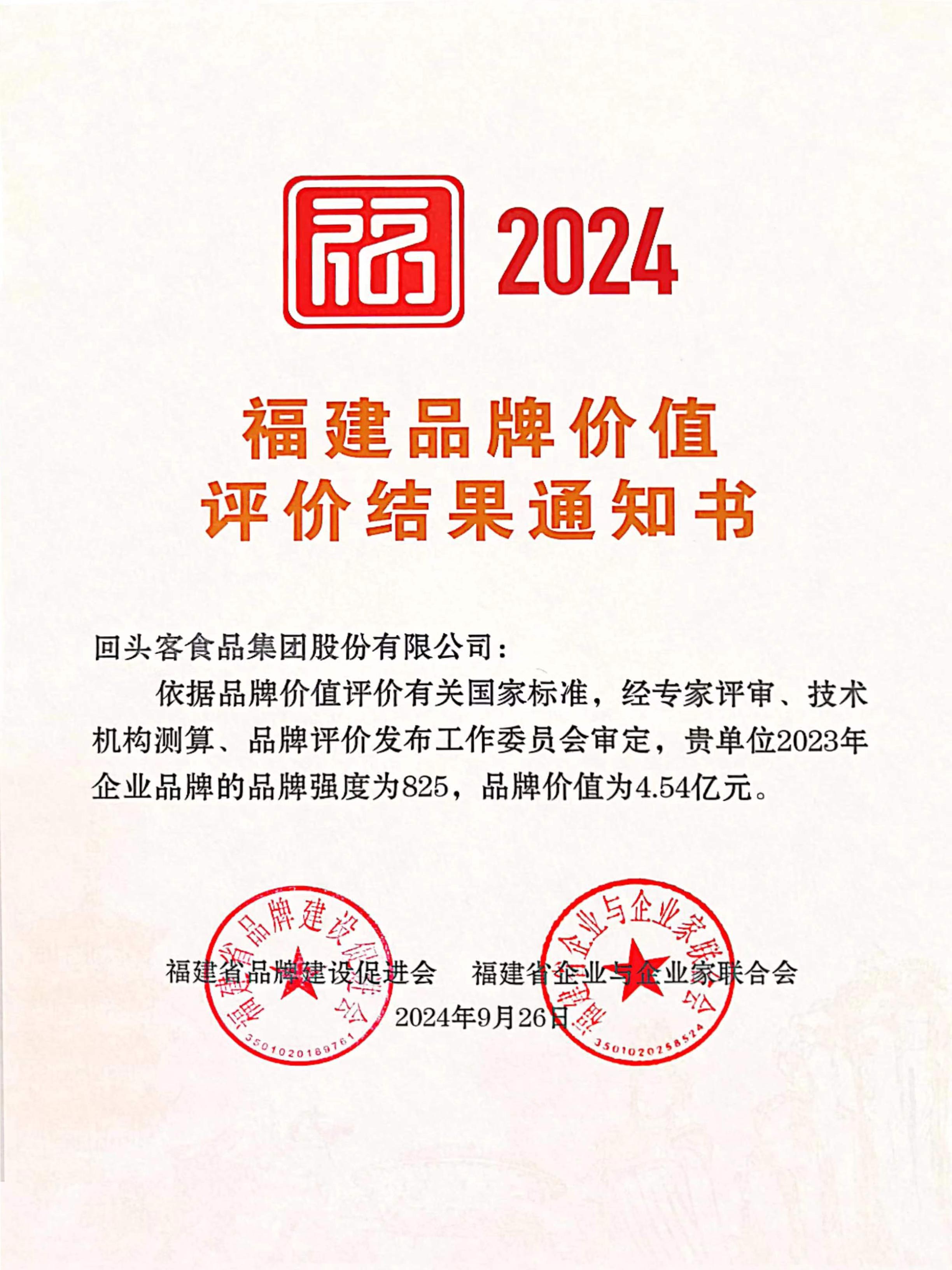 2024福建品牌價值評價結果